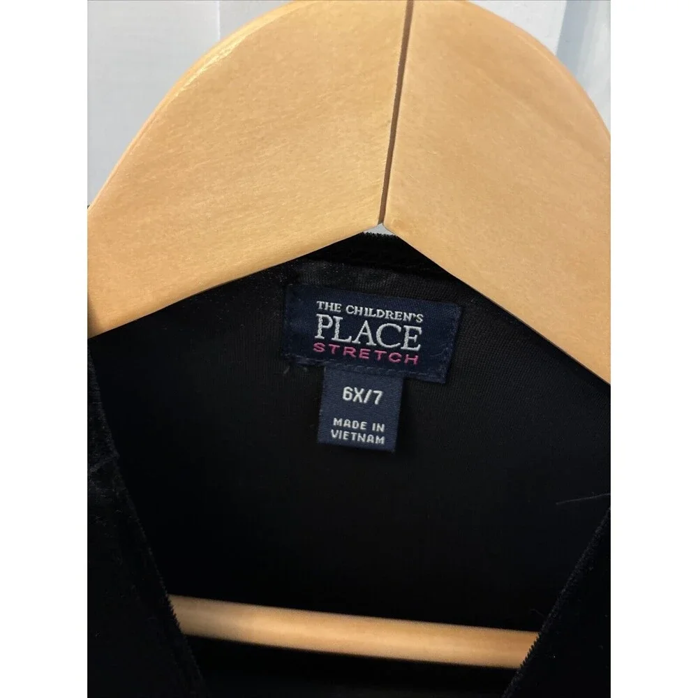 Girls The Children’s Place TCP Black Velvet Winter Christmas Tiered Dress 6X - 7